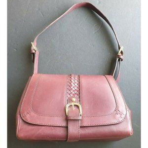 LL Bean Signature Burgundy Leather Flap Shoulder Bag